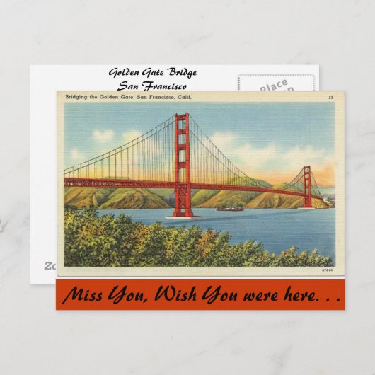 カリフォルニア, ゴールデンゲートブリッジ ポストカード (正面/裏面)