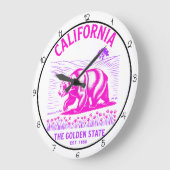 カリフォルニア・ゴールデンステートベア ラージ壁時計 (傾斜)