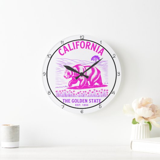 カリフォルニア・ゴールデンステートベア ラージ壁時計 (ホーム)