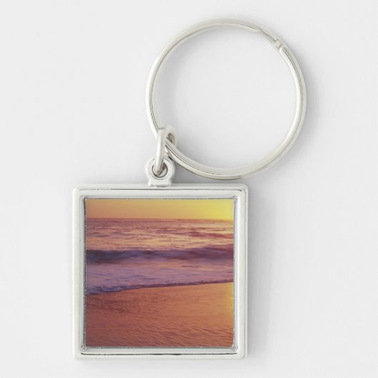 カリフォルニア、サンタクルスの近く、ビーチの景色 キーホルダー (正面)