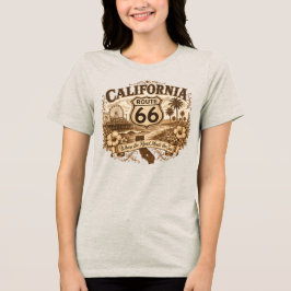 カリフォルニア サンタモニカ・ピア ルート66 レトロ セピア トライブレンドTシャツ