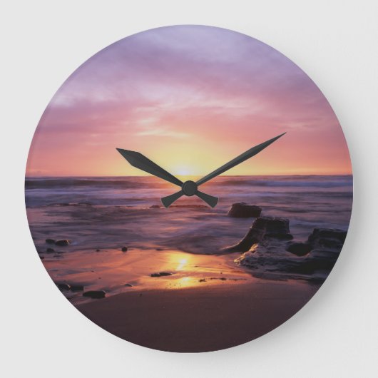 カリフォルニア、サンディエゴ、サンセット崖、サンセット4 ラージ壁時計 (正面)
