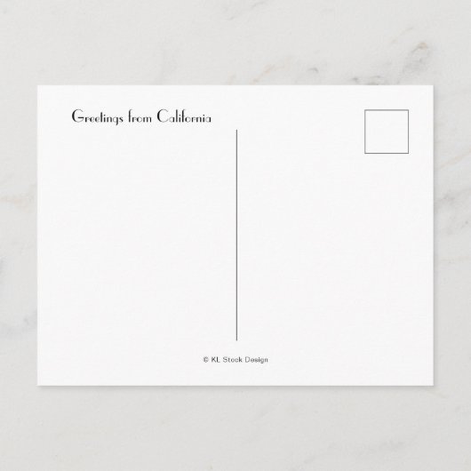 カリフォルニア サーファーガール ビーチ サンセット ポストカード (裏面)