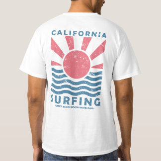カリフォルニア サーフィンサンセット ビンテージアート Tシャツ