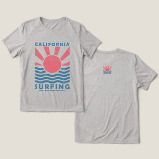 カリフォルニア サーフィンサンセット ヴィンテージアート トライブレンドＴシャツ