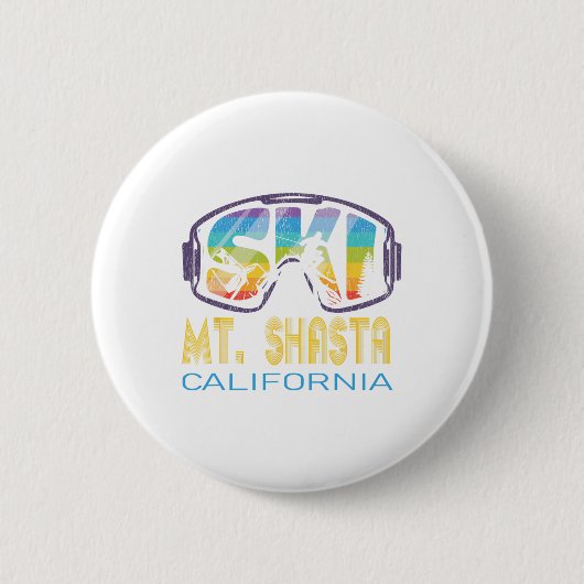 カリフォルニア シャスタ山 スキー リゾートバケーション 缶バッジ (正面)