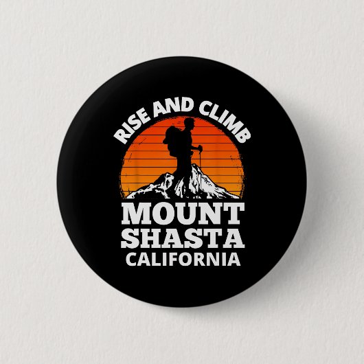 カリフォルニア シャスタ山 登山 缶バッジ (正面)