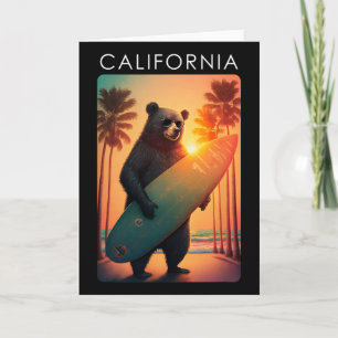 カリフォルニア シャツ クール リパブリック ベア サーフィン ビーチ カード