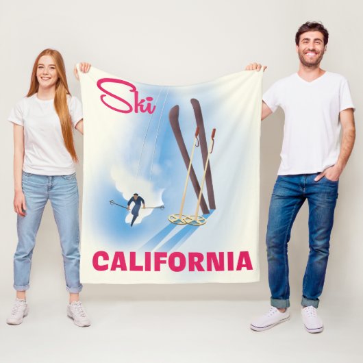 カリフォルニア スキー旅行ポスター フリースブランケット (インサイチュ)