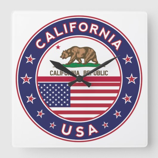 カリフォルニア スクエア壁時計 (正面)