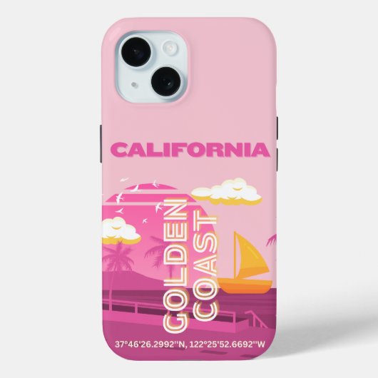 カリフォルニア、トラベルアート、名門私立校風のピンク Case-Mate iPhoneケース (裏面)