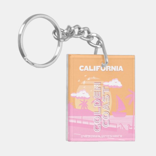 カリフォルニア、トラベル名門私立校風のアート名門私立校風の、旅行 キーホルダー (正面左)