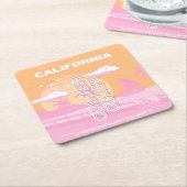 カリフォルニア、トラベル名門私立校風のアート名門私立校風の、旅行 スクエアペーパーコースター (アングル)