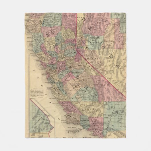 カリフォルニア、ネバダ フリースブランケット (正面)