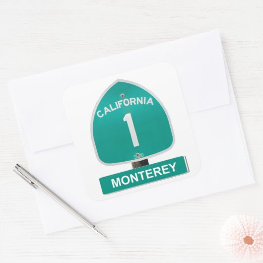 カリフォルニア・ハイウェイ1モントレーステッカー スクエアシール (封筒)