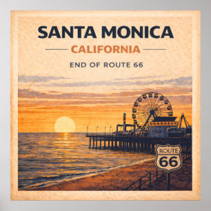 カリフォルニア パシフィックコースト エンド ルート66 ポスター