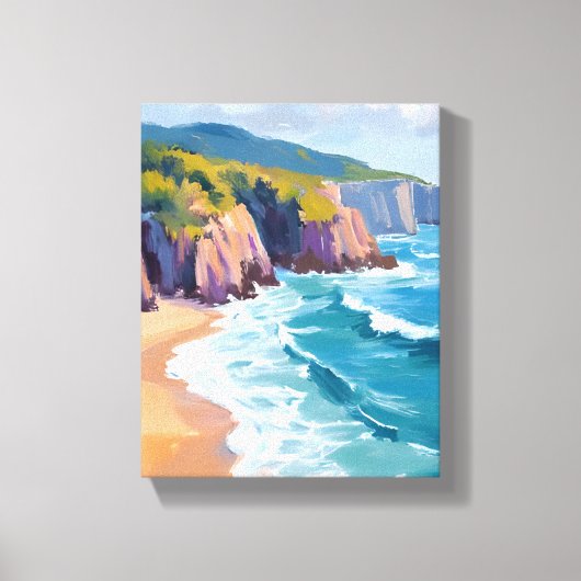 カリフォルニア ビッグサー 水彩海岸画 キャンバスプリント (正面)
