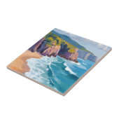 カリフォルニア ビッグサー 水彩画 海の絵 タイル (側面)