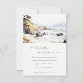 カリフォルニア ビッグサー 風景 水彩 結婚式 出欠カード