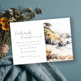 カリフォルニア ビッグサー 風景 水彩 結婚式 出欠カード