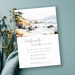 カリフォルニア ビッグサー 風景 水彩 結婚式 出欠カード