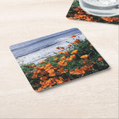 カリフォルニア、ビッグ·スール·コースト、カリフォルニア·ポピー スクエアペーパーコースター (アングル)