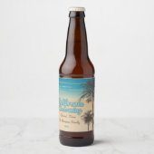 カリフォルニア、ビーチとヤシの木 ビールラベル (正面)