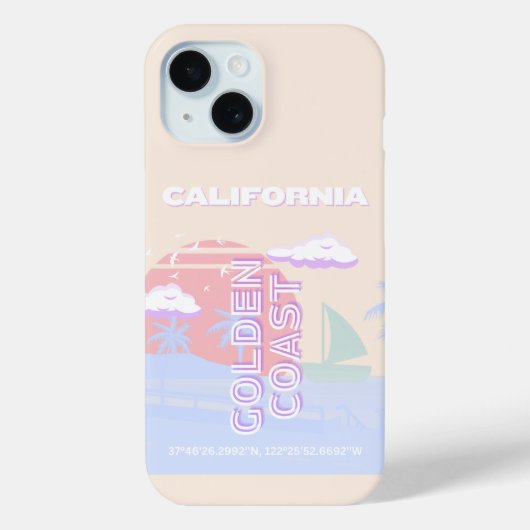 カリフォルニア、ビーチ、トラベルアート、パステル名門私立校風のホテル Case-Mate iPhoneケース (裏面)