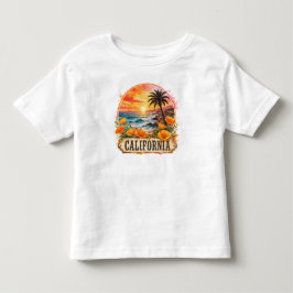 カリフォルニア ビーチ フラワー トロピカル 水彩 デザイン トドラーTシャツ