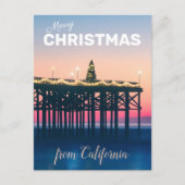 カリフォルニア・ピンク・ブルーのメリークリスマス写真 ポストカード (正面)