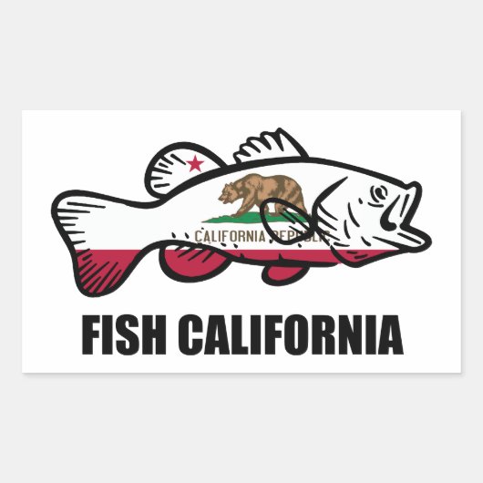 カリフォルニア ブラックバス 長方形シール (正面)