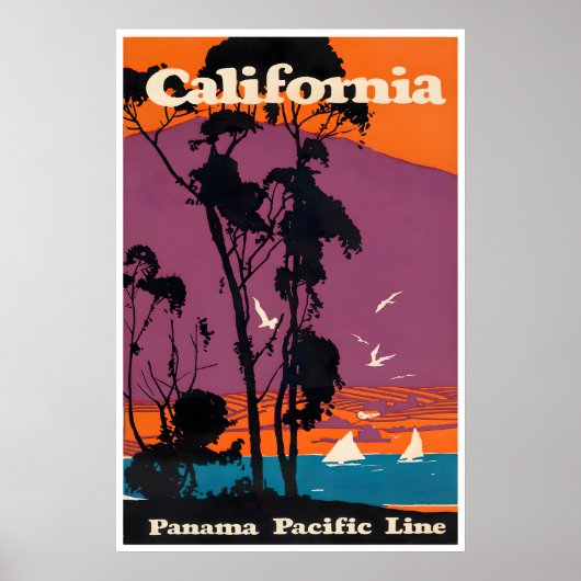 カリフォルニア プリント 旅行ポスター クルーズ船 アート (正面)