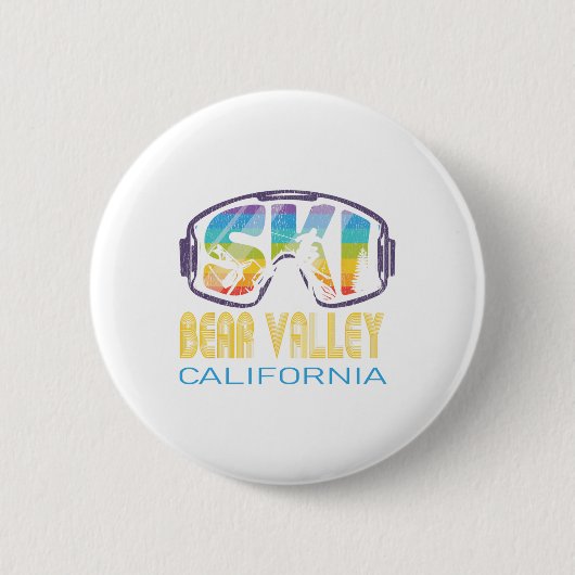 カリフォルニア ベアバレーのスキー休暇 缶バッジ (正面)