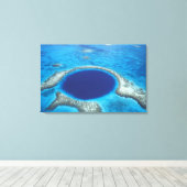 カリフォルニア、ベリーズ。青い穴の上空表示(直径) キャンバスプリント (インサイチュ (ウッドフロア))