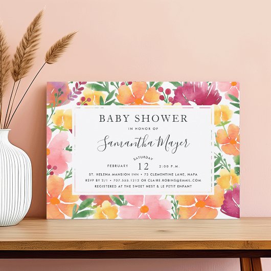 カリフォルニア ポピー ベイビー シャワー 招待状