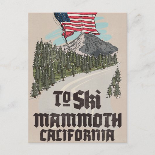 カリフォルニア・マンモスでスキーを ポストカード (正面)