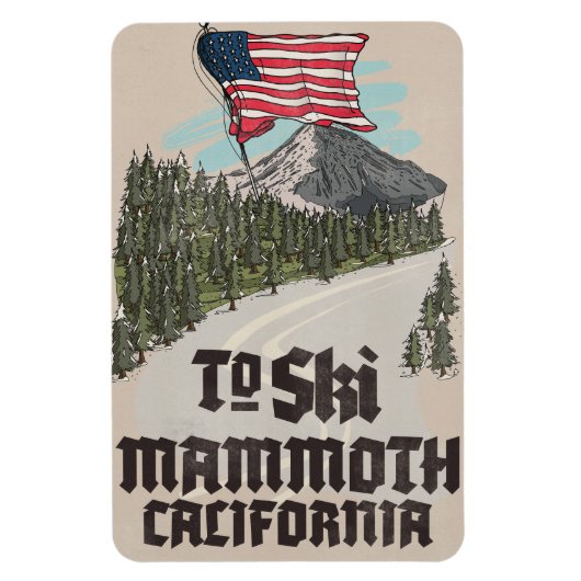 カリフォルニア・マンモスでスキーを マグネット (縦)