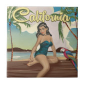 カリフォルニア モデル レトロ トラベル ポスター タイル (正面)