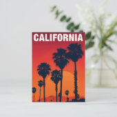 カリフォルニア ヤシの木 夕焼け レトロ ポストカード (スタンド正面)