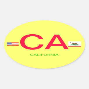 カリフォルニア*ヨーロッパスタイルオーバルバンパーステッカー 楕円形シール