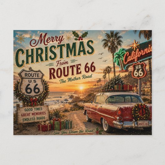 カリフォルニア ルート66 クリスマスのご挨拶 ポストカード (正面)
