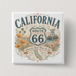 カリフォルニア ルート66 ゴールデンコーストの思い出 缶バッジ