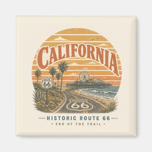 カリフォルニア ルート66 サンタモニカ マグネット (正面)