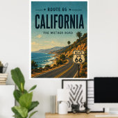 カリフォルニア ルート66 海岸沿いのハイウェイ アートプリント ポスター (ホームオフィス)