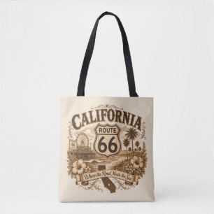 カリフォルニア ルート66 Where The Road Meets The Sea トートバッグ