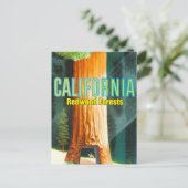 カリフォルニア、レッドウッドフォレスト、ビッグツリー、セコイア ポストカード (スタンド正面)
