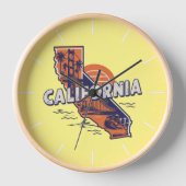 カリフォルニア レトロ州のシルエット 壁時計 (正面)