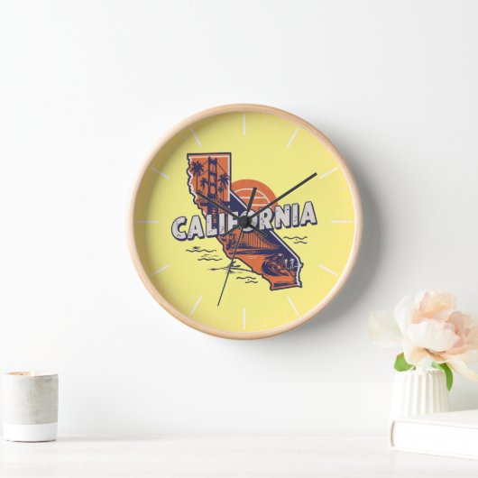 カリフォルニア レトロ州のシルエット 壁時計 (ホーム)