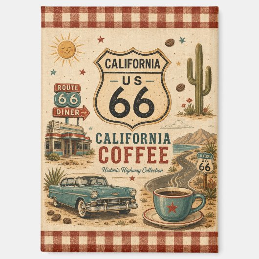 カリフォルニア レトロ コーヒーストップのお土産 マグネット (正面)