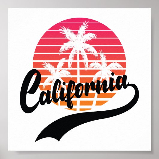 カリフォルニア レトロ サンセット ポスター (正面)